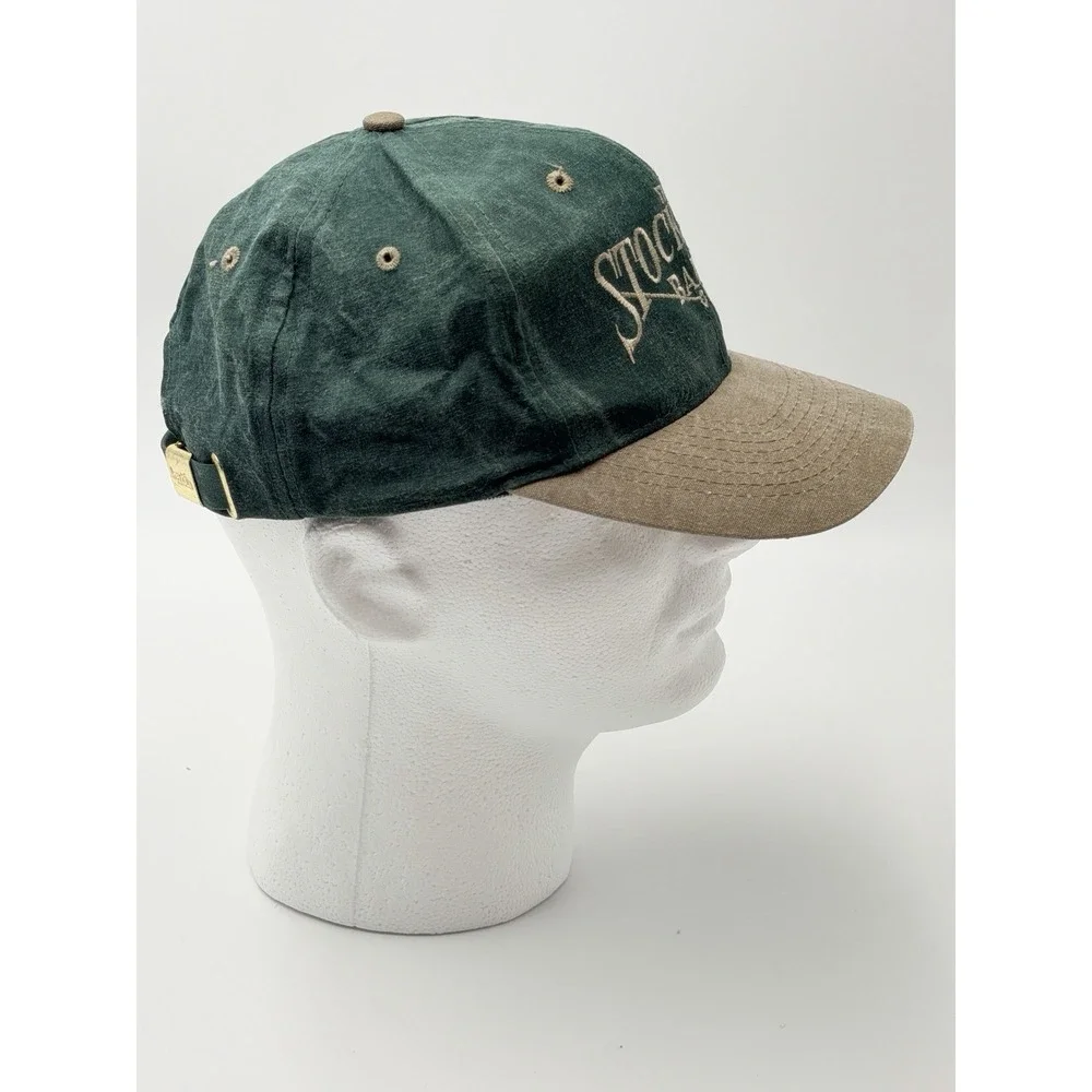 The Stockmens Bank Vintage Green Tan Hat Strapback Kati